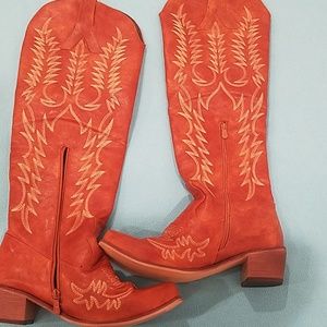 Cowboy style pleather boot sequoia/brown color